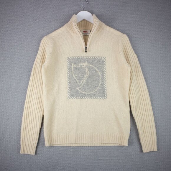 Fjallraven Sweaters - Fjallraven Louise Womens Sweater Cream Quarter Zip Sweater S
